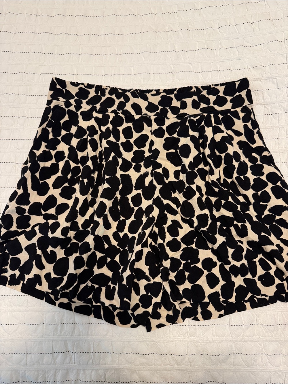 Black & Cream Leopard Print Skirted Shorts